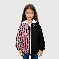 Куртка с капюшоном детская Сакура и полосы, цвет: 3D-белый — фото 2