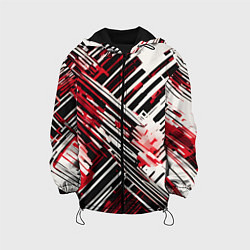Куртка с капюшоном детская Киберпанк линии белые и красные, цвет: 3D-черный