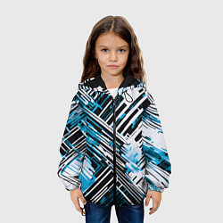 Куртка с капюшоном детская Киберпанк линии белые и синие, цвет: 3D-черный — фото 2