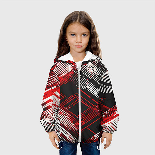Детская куртка Киберпанк линии белые и красные / 3D-Белый – фото 3