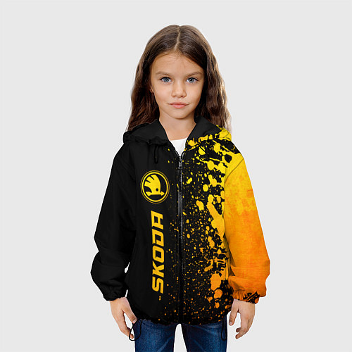 Детская куртка Skoda - gold gradient по-вертикали / 3D-Черный – фото 3