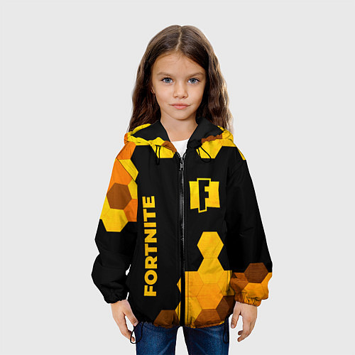 Детская куртка Fortnite - gold gradient вертикально / 3D-Черный – фото 3