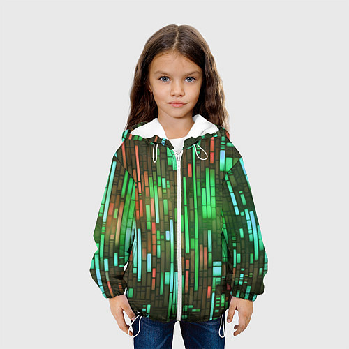 Детская куртка Неоновые полосы зелёные / 3D-Белый – фото 3