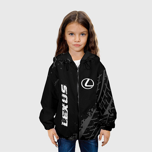 Детская куртка Lexus speed на темном фоне со следами шин вертикал / 3D-Черный – фото 3