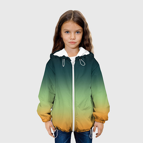 Детская куртка Темно-зеленый и желтый градиент / 3D-Белый – фото 3