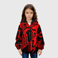 Куртка с капюшоном детская Черно-красное предупреждение, цвет: 3D-черный — фото 2