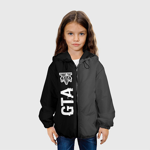 Детская куртка GTA glitch на темном фоне по-вертикали / 3D-Черный – фото 3