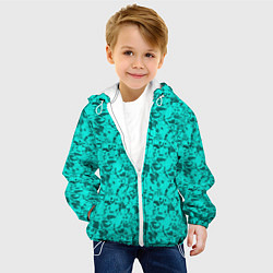 Куртка с капюшоном детская Текстура камень цвета морской волны, цвет: 3D-белый — фото 2