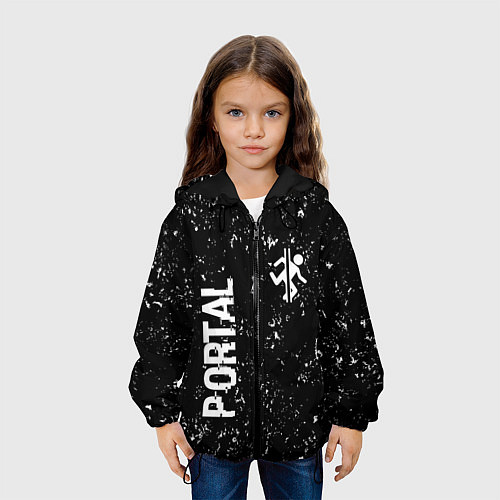 Детская куртка Portal glitch на темном фоне вертикально / 3D-Черный – фото 3