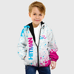 Куртка с капюшоном детская Hitman neon gradient style вертикально, цвет: 3D-черный — фото 2