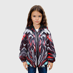 Куртка с капюшоном детская Красная киберпанк броня, цвет: 3D-черный — фото 2