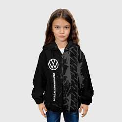 Куртка с капюшоном детская Volkswagen speed на темном фоне со следами шин по-, цвет: 3D-черный — фото 2