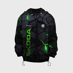 Куртка с капюшоном детская Skoda - плиты с эффектом свечения, цвет: 3D-черный