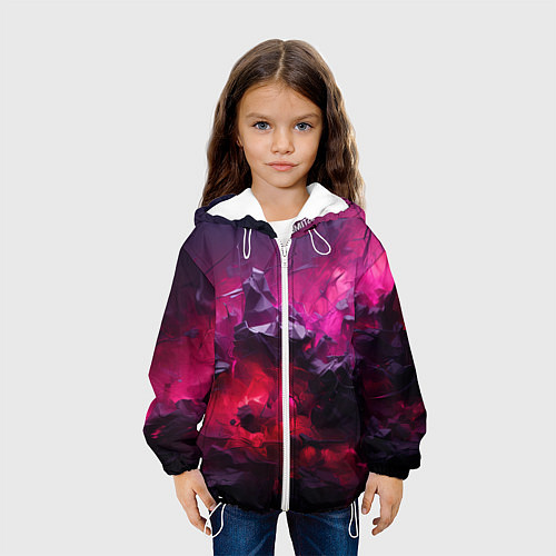 Детская куртка Фиолетовые элементы абстракция / 3D-Белый – фото 3