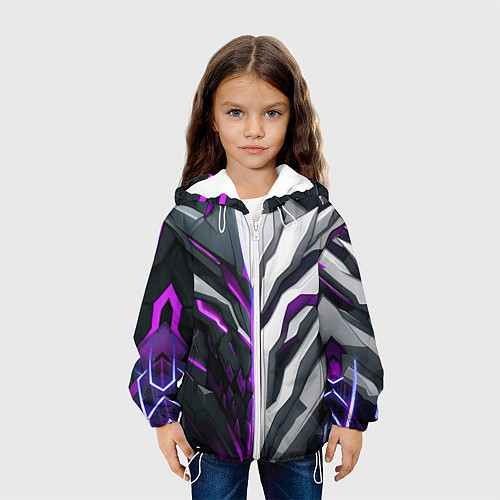 Детская куртка Броня адская и райская фиолетовая / 3D-Белый – фото 3