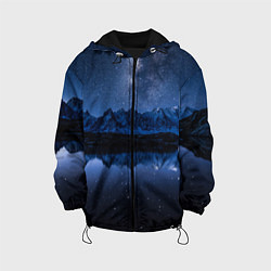 Куртка с капюшоном детская Галактическая зимняя ночь в горах, цвет: 3D-черный