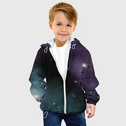 Куртка с капюшоном детская Космос и звезды на темном фоне, цвет: 3D-белый — фото 2