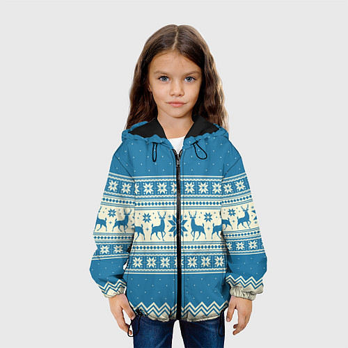 Детская куртка Sweater with deer on a blue background / 3D-Черный – фото 3