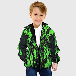 Куртка с капюшоном детская Демонический доспех зелёный, цвет: 3D-черный — фото 2