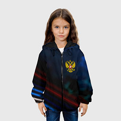 Куртка с капюшоном детская Спортивная россия герб, цвет: 3D-черный — фото 2