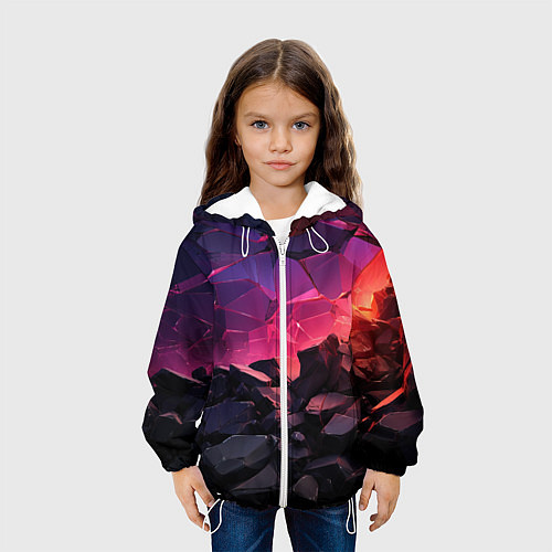 Детская куртка Темные фиолетовые камни текстура / 3D-Белый – фото 3