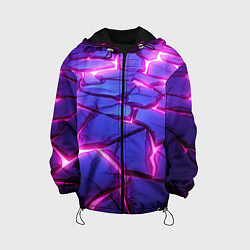 Куртка с капюшоном детская Неоновые фиолетовые камни со свечением, цвет: 3D-черный