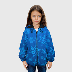Куртка с капюшоном детская Голубые снежинки, цвет: 3D-черный — фото 2