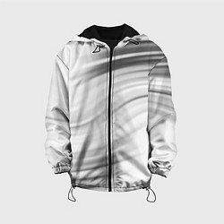 Куртка с капюшоном детская Бело-серый абстрактный узор дымчатый, цвет: 3D-черный