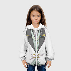 Куртка с капюшоном детская Белый мультяшный фрак с шейным платком, цвет: 3D-белый — фото 2