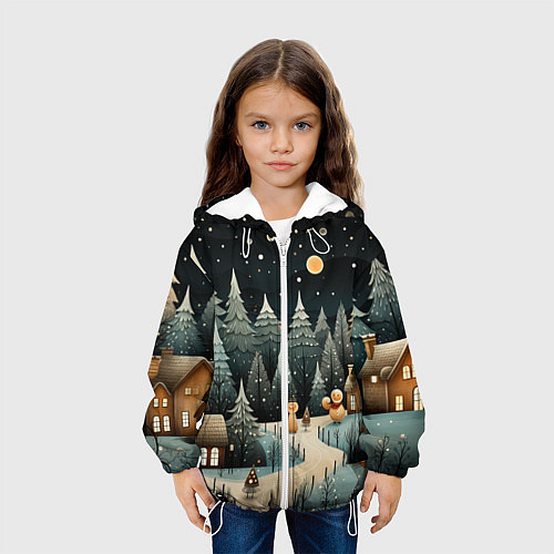 Детская куртка Волшебная ночь в деревне / 3D-Белый – фото 3