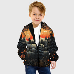 Куртка с капюшоном детская Зимний лес в ожидании праздника, цвет: 3D-черный — фото 2