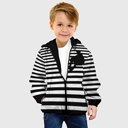 Куртка с капюшоном детская Силуэт на чёрно белом полосы, цвет: 3D-черный — фото 2