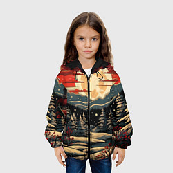 Куртка с капюшоном детская Зимнее настроение новогодний рисунок, цвет: 3D-черный — фото 2