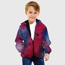 Куртка с капюшоном детская Акварельные брызги в розовом, цвет: 3D-черный — фото 2
