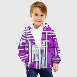Куртка с капюшоном детская Полосы на фиолетовом фоне, цвет: 3D-белый — фото 2