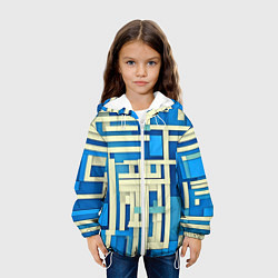 Куртка с капюшоном детская Полосы на синем фоне, цвет: 3D-белый — фото 2