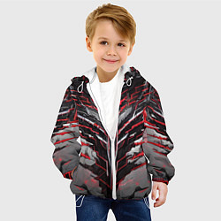 Куртка с капюшоном детская Киберпанк доспех красный, цвет: 3D-белый — фото 2