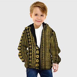 Куртка с капюшоном детская Африканские узоры жёлтый на чёрном, цвет: 3D-черный — фото 2