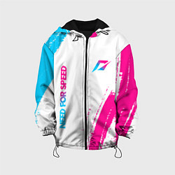 Куртка с капюшоном детская Need for Speed neon gradient style вертикально, цвет: 3D-черный