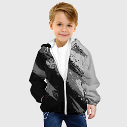 Куртка с капюшоном детская Герб РФ - серый монохромный, цвет: 3D-белый — фото 2