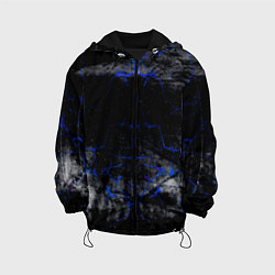Куртка с капюшоном детская Синие трещины, цвет: 3D-черный