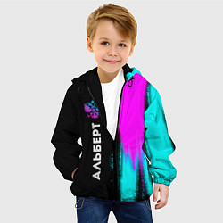 Куртка с капюшоном детская Альберт и неоновый герб России по-вертикали, цвет: 3D-черный — фото 2