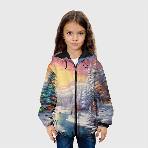 Детская куртка Сказочное сияние нового года / 3D-Черный – фото 3