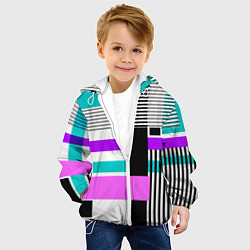 Куртка с капюшоном детская Геометрический узор в стиле пэчворк, цвет: 3D-белый — фото 2