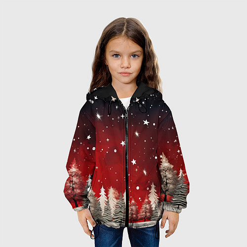 Детская куртка Морозное утро в деревне / 3D-Черный – фото 3