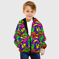 Куртка с капюшоном детская Яркие цветные каракули, цвет: 3D-черный — фото 2