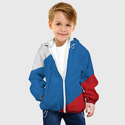 Куртка с капюшоном детская Белый синий красный вязаный фон, цвет: 3D-белый — фото 2