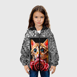 Куртка с капюшоном детская Кот в телефоне, цвет: 3D-черный — фото 2