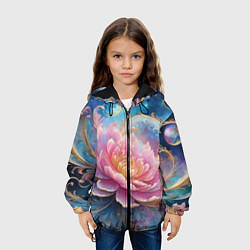 Куртка с капюшоном детская Цветок в космосе, цвет: 3D-черный — фото 2