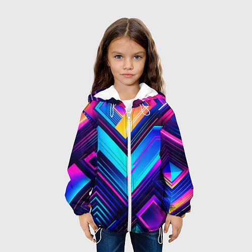 Детская куртка Геометрическая неоновая абстракция / 3D-Белый – фото 3